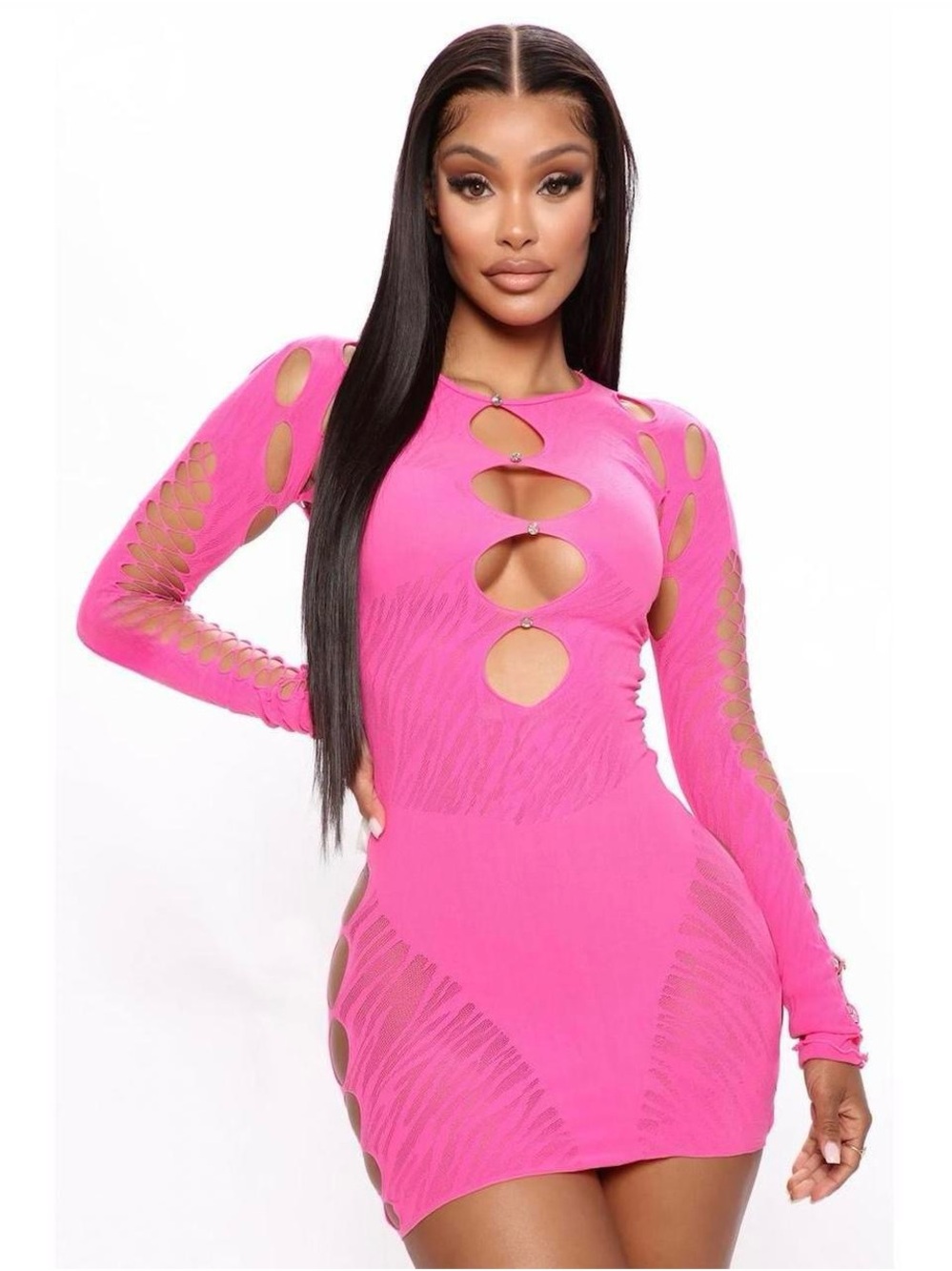 Fashion Nova Hot Pink Cutout Mini Dress